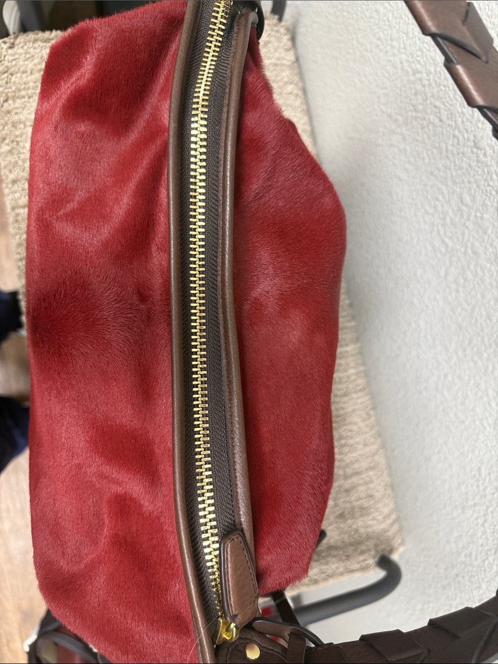 Coach Legacy Calf Hair Red Leather Hobo Bag with Brown Trim-NWOT - Picture 11 of 14